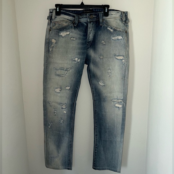 Cult of Individuality Jeans: 33Wx34L, Light Blue with white rips. - Picture 2 of 6